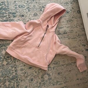 Scuba oversized cropped half-zip hoodie pink small/ extra small